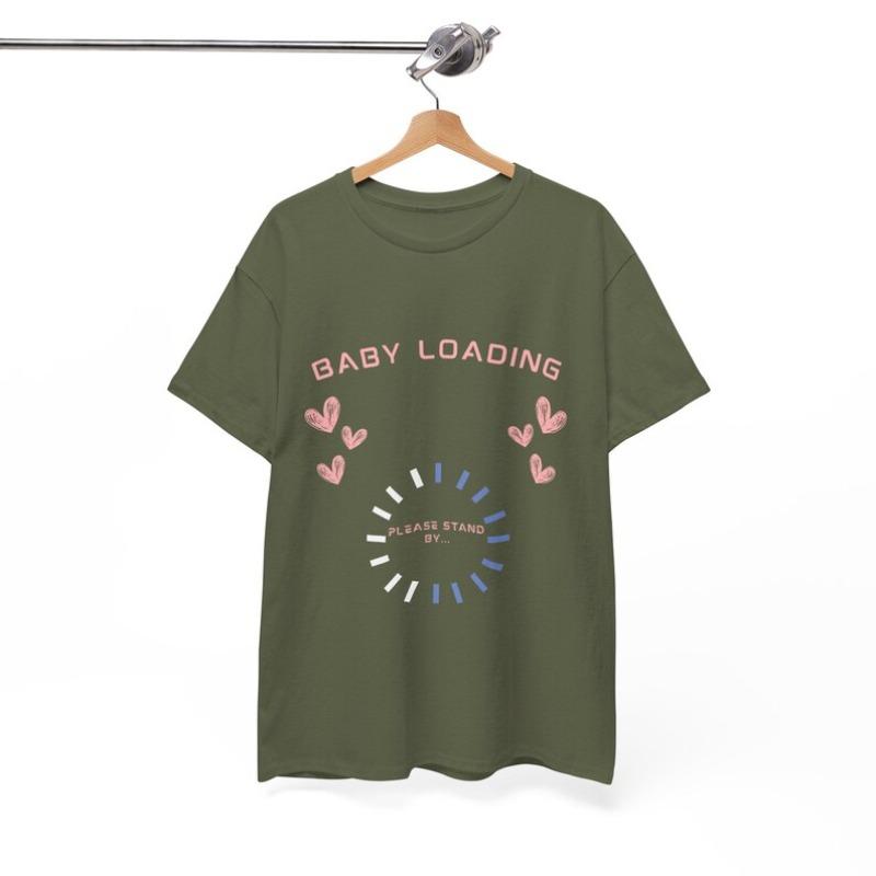Baby Loading Heavy Cotton Tee Pregnancy AnnounceUnisext Shirt High Quality Fashion Regular Short Sleeve Tshort Street Breathable