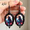Retro Alloy Dangle Earrings 1 Pair Halloween Gothic Black Cat for Women, Vintage Exquisite Craftsmanship Party Favors Dark Punk Style Drop Earrings,