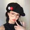 Double-Button Decorative Baseball Cap Cotton Hemp Octagon Windproof Newspaper Hat Adjustable Beret Fall And Winter Sun Hat