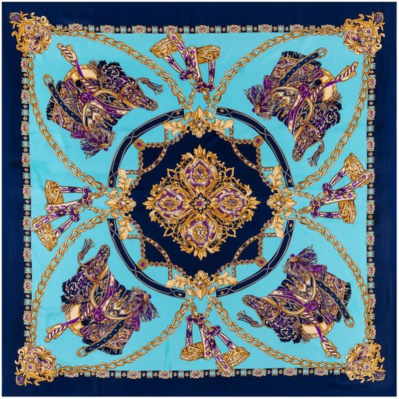 POBING Twill Silk Square Scarf Animals Print Women Scarves&Wrap Giraffe Neckerchief Spanish Foulards cachecol Large Bandana