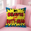 B-Beavis And Butt-Head Kissenbezug Natürlicher Leinen-Kissenbezug Doppelseitiger Druck Dekorative Sofakissenhülle Heimdekoration Geschenk