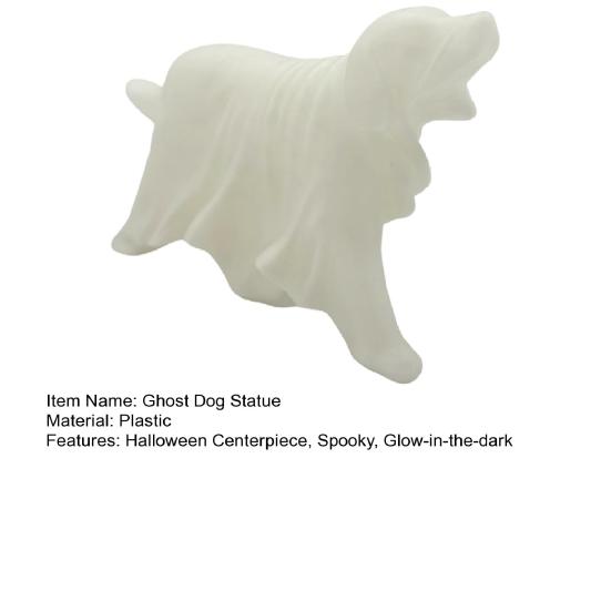 Ghost Dog Figurine Glow-in-the-dark Halloween Dog Ghost Statue Spooky Dog Ornament for Home Shelf Mantel Decoration