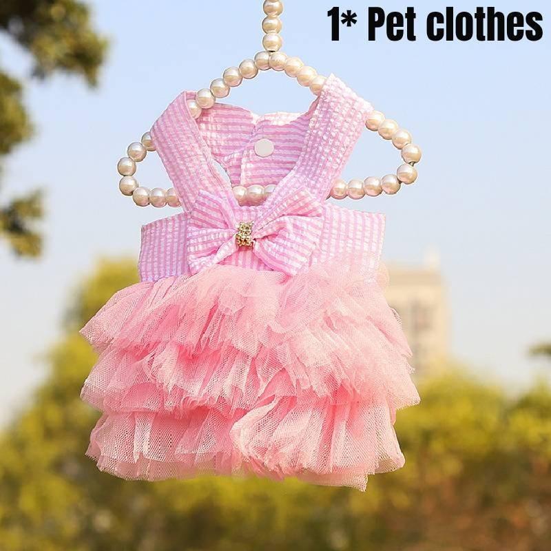 Cute Summer Pink And White Striped Pet Dress For Small Dogs And Cats
