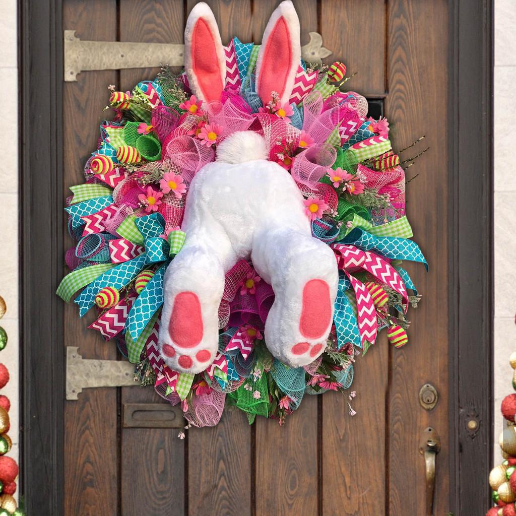 Garland Easter Rabbit Wreath Outdoor Courtyard Wall Props Decoration