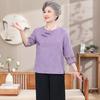 Elderly Women's Breathable Casual Round Neck Shirt