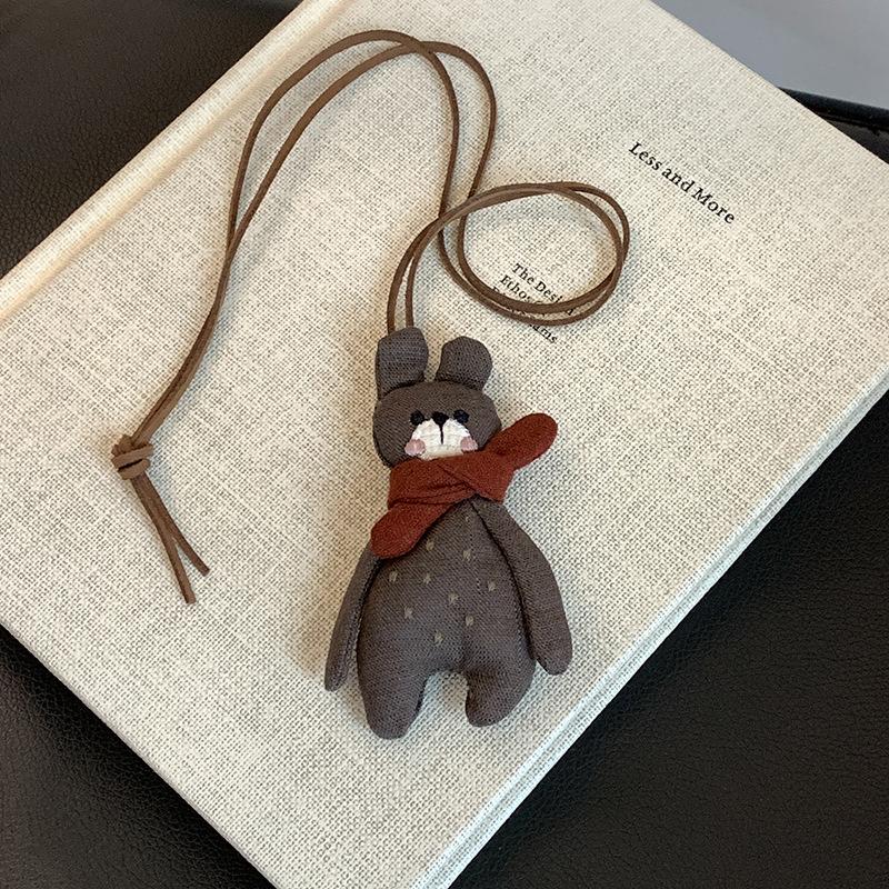 Cotton goose bow woven wool necklace Korean sweet simple sweater chain commuter versatile cute necklace