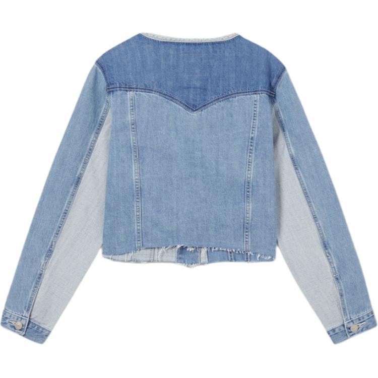 Levis Color Block Comfortable Casual Short Sleeve Round Neck Denim Jacket Women Jackets 0052H-0000