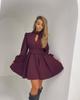 2025 European Spring/Autumn Sexy Hollow-Out Waist-Cinching Solid Color Dress for Women