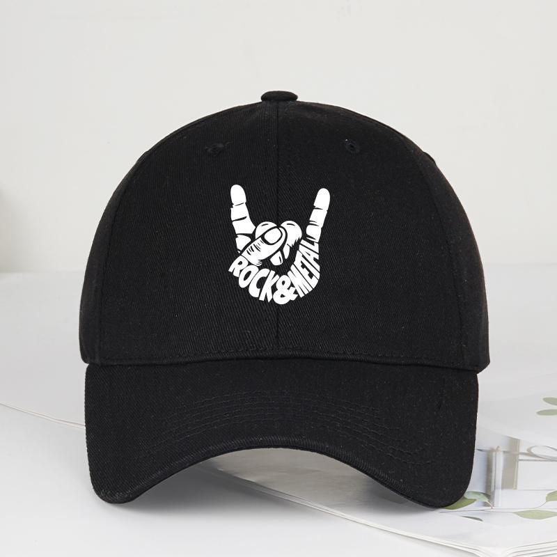 Rock & Metal Hand Gesture Baseball Cap Adjustable Unisex Streetwear Heavy Metal Fan Hat