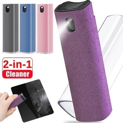 Botella de Spray Limpiador de Pantallas Múltiples 2 En 1 Portátil Reutilizable Limpiador de Polvo para Pantalla de Teléfono Móvil, Tableta PC, Ordenador Portátil, Limpiadores de Microfibra