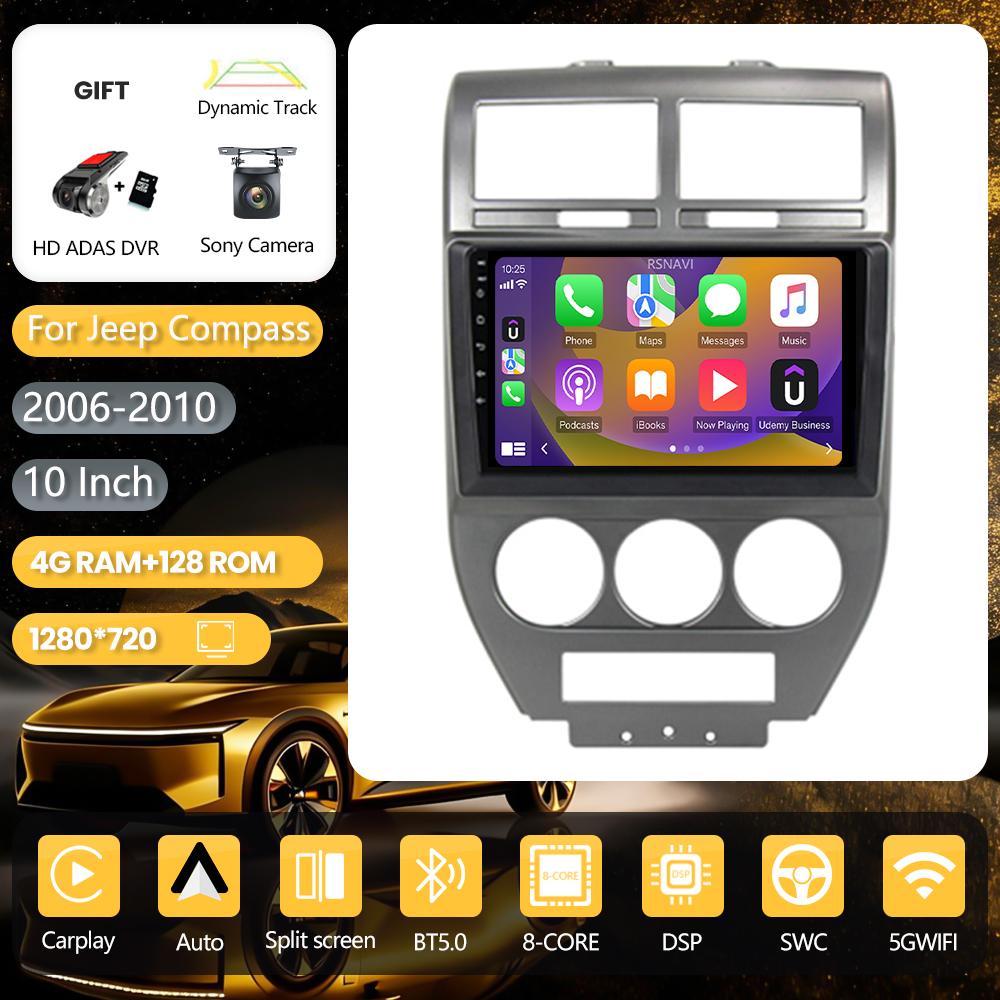 Android 16 pour Dodge Caliber Jeep Compass 1 MK Patriot 2006 - 2010 GPS Stéréo Carplay Autoradio Lecteur Multimédia Snapdragon