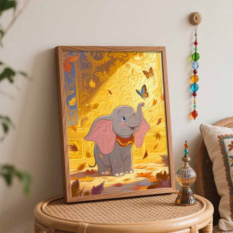 Disney Elephant and Butterflies Painting by Numbers Hand Filled Drawing Art Kit Home Decor