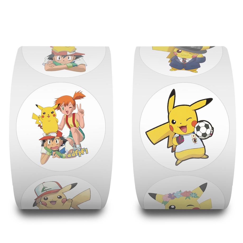 500 Stickers/Roll Pikachu Cartoon Roll Decals Kindergarten Reward Children'S Decals Creative Hand Tent Tape Premium
