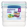 Stackable Plastic Food Storage Containers Set of 3 Easy Locking Clips Flexible Seal Microwave Freezer Safe BPA Free