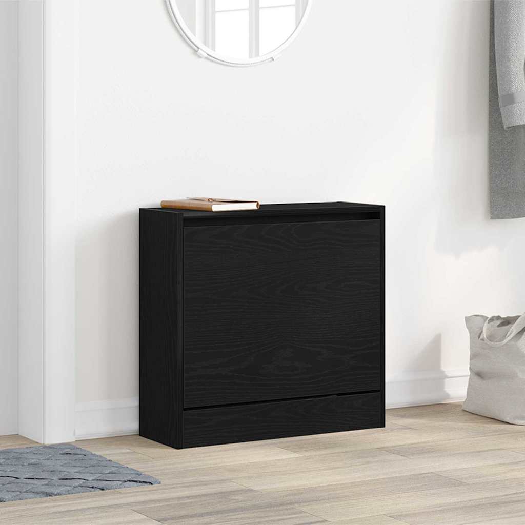 Shoe Cabinet Black Oak Effect 60 x 21 x 57 cm Particleboard