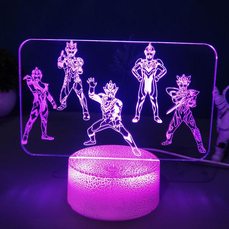 Led Cartoon Ultraman Bedroom Sleep Bed 3d Creative Desk Lamp Usb Straight Insert