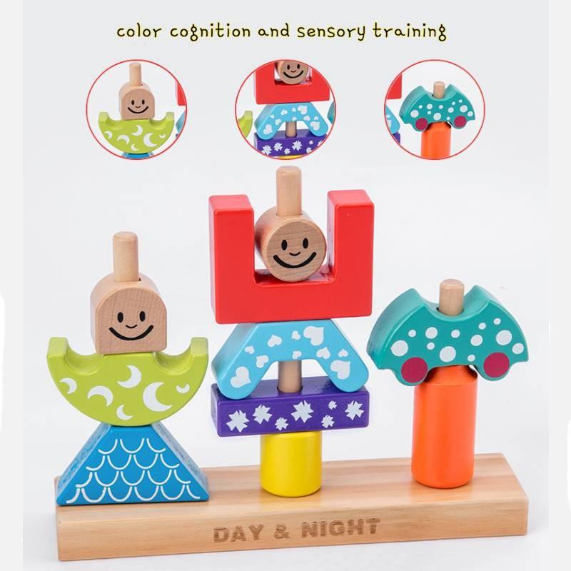 Kids Building Blocks Educational Toy Baby Color Cognition Wooden Set Assembly
