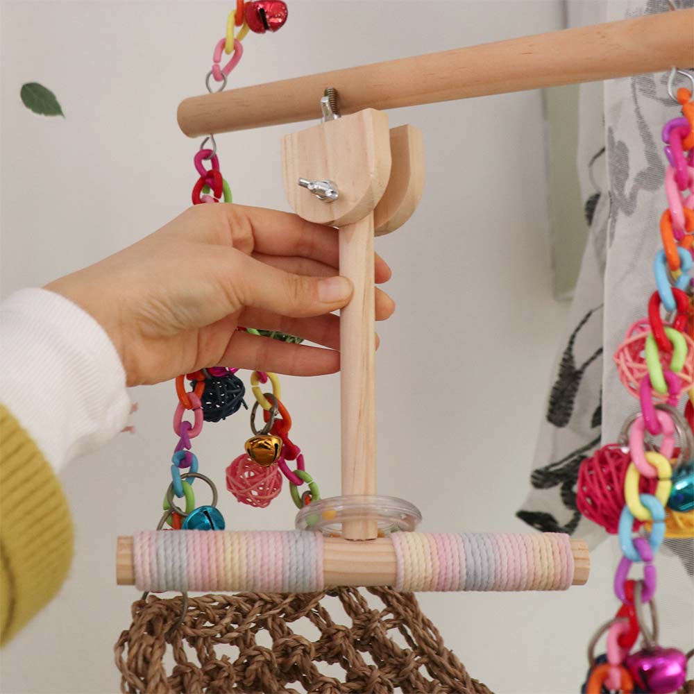 Sturdy Bird Stand Toy Wear-resistant Bird Cage Decoration Wood Parrot Swing  Bird Cage Accessories