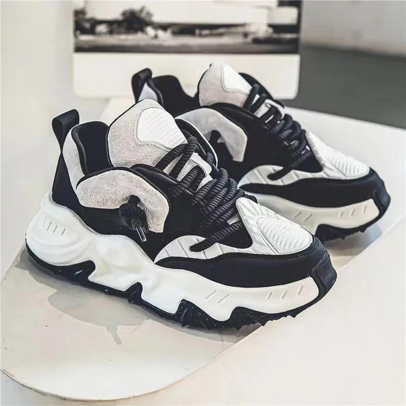 Fashion Chunky Sneaker Men Designer Soft Sole Running Shoes Fashion Casual Microfiber Leather Breathable Height Increased Platform Shoes