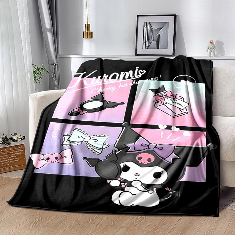 1pc Kuromi's Charming Adventures Blanket, Soft Throw Blanket for Couch Bed Sofa, Living Room, Travel, Camping, Car Blankets, Beach, Office Naps, Warm