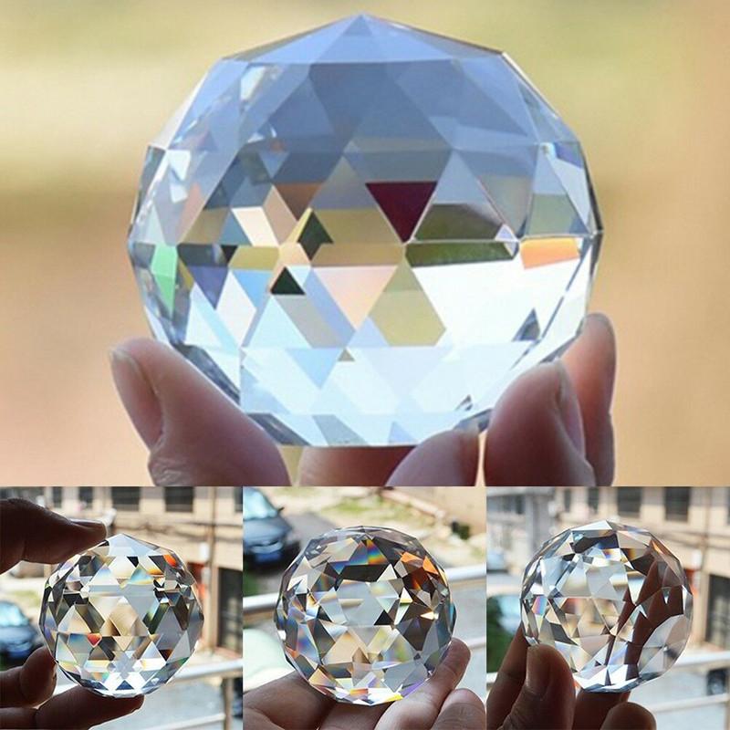 Clear Cut Crystal Sphere 50mm Faceted Gazing Ball Prisms Suncatcher Decor Home