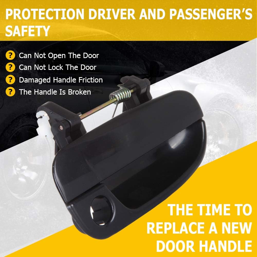 OCPTY Door Handle Exterior Front Passenger Right Side Replacement Fit 2000-2005 for Hyundai Accent Outside Door Handle Smooth Black