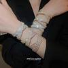 Elegant Rhinestone Double Layer Cuff Bracelet: Light Luxury, High-End Style for Women