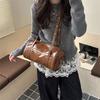 Vintage Solid Color Women Pu Shoulder Bags Large Capacity Ladies Handbags Versatile Belt Design Textured Female Crossbody Tote