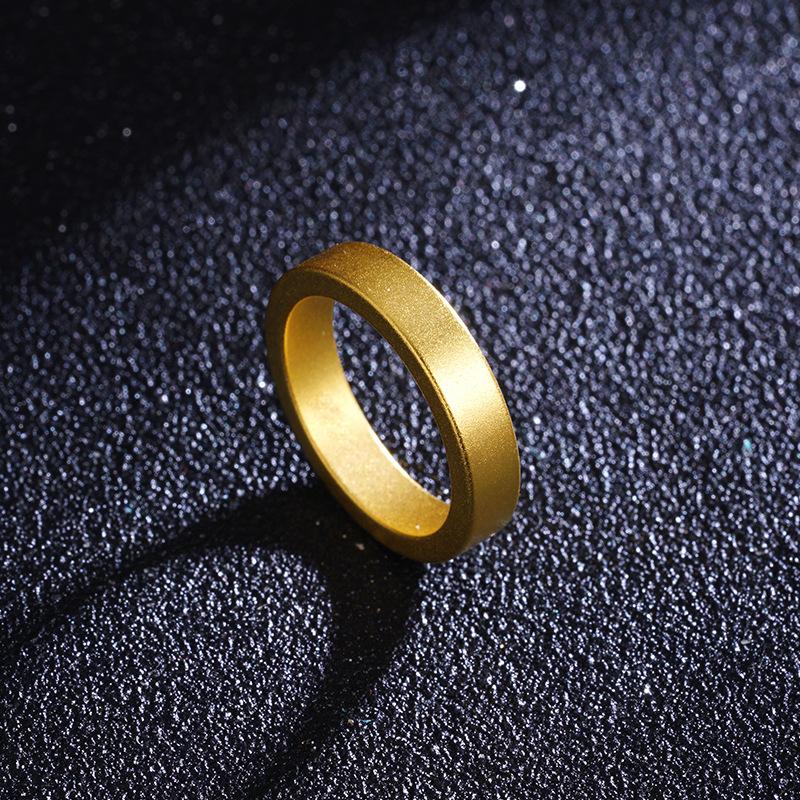 Long-lasting colorfast sand gold ring, trendy couple s ring for men and women, vintage copper ring, matte finish, imitation plain ring J23400Ring4*16mm