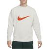 Nike Swoosh Front Brand Logo Print Crew Neck Pullover Long Sleeve Sweatshirt Men Tops White DO8891-030