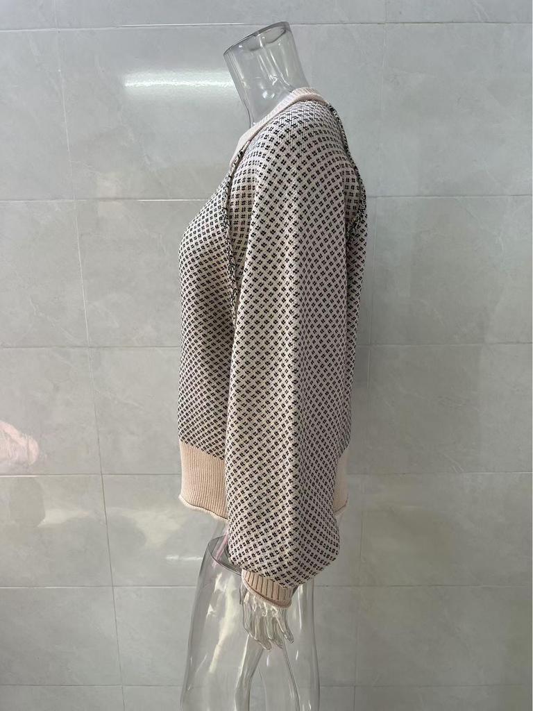 Spring Women's Long-Sleeve Jacquard Pullover Sweater Jacket