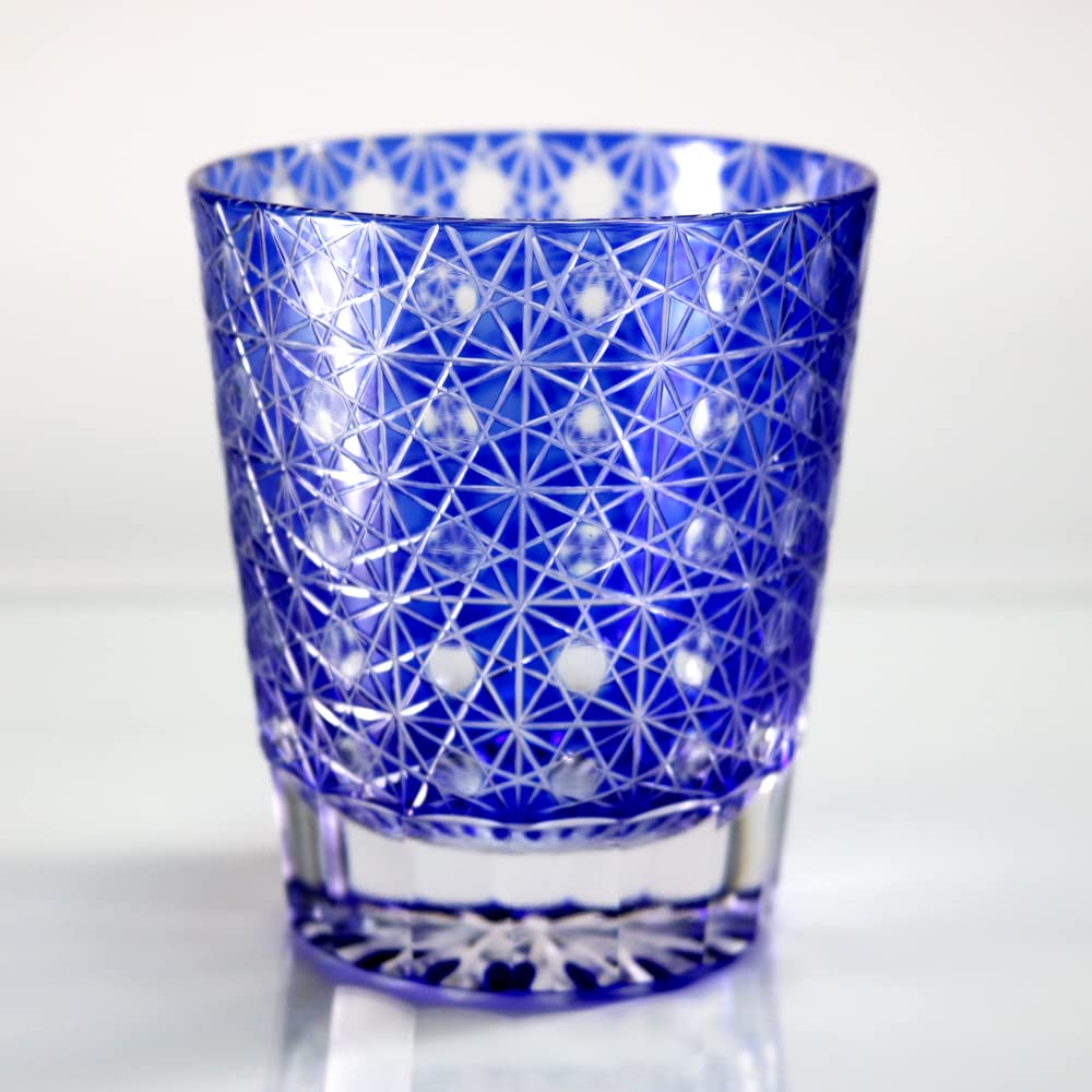 GREEM MARKET Wooden box included Crafts Glasswork Kiriko Glass Cup Shochu Glass Chrysanthemum connection pattern Kiriko glass Product GMS02236NW