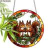 Acrylic Pair of Squirrels with Pinecone Suncatcher Stained Glass Effect Window Hanging Ornament Autumn Forest Themed Gift for Home