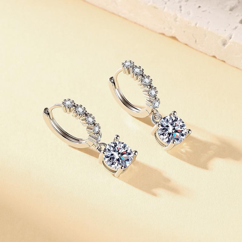2026 Inlaid Zircon Four-claw Fringed Earrings Women's Light Luxury Temperament Ear Buckles Earrings