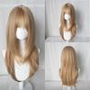Flax Gold Synthetic Wig with Bangs Long Straight Hair High-Layered Lolita Wigs for Women's Daily Cosplay Wig Heat Resistant
