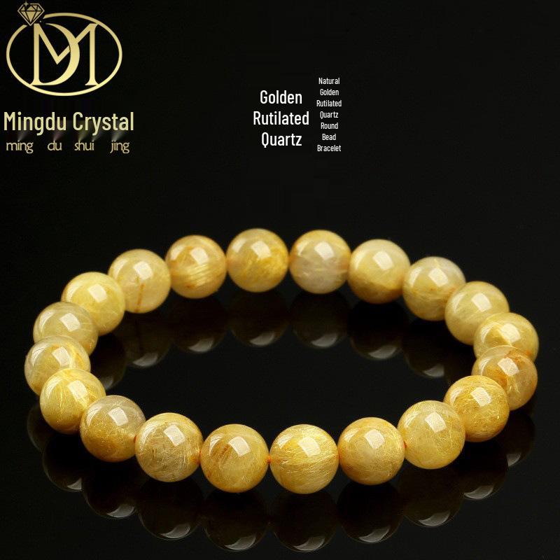 Golden Rutilated Quartz Crystal Beads for DIY Jewelry Accessories