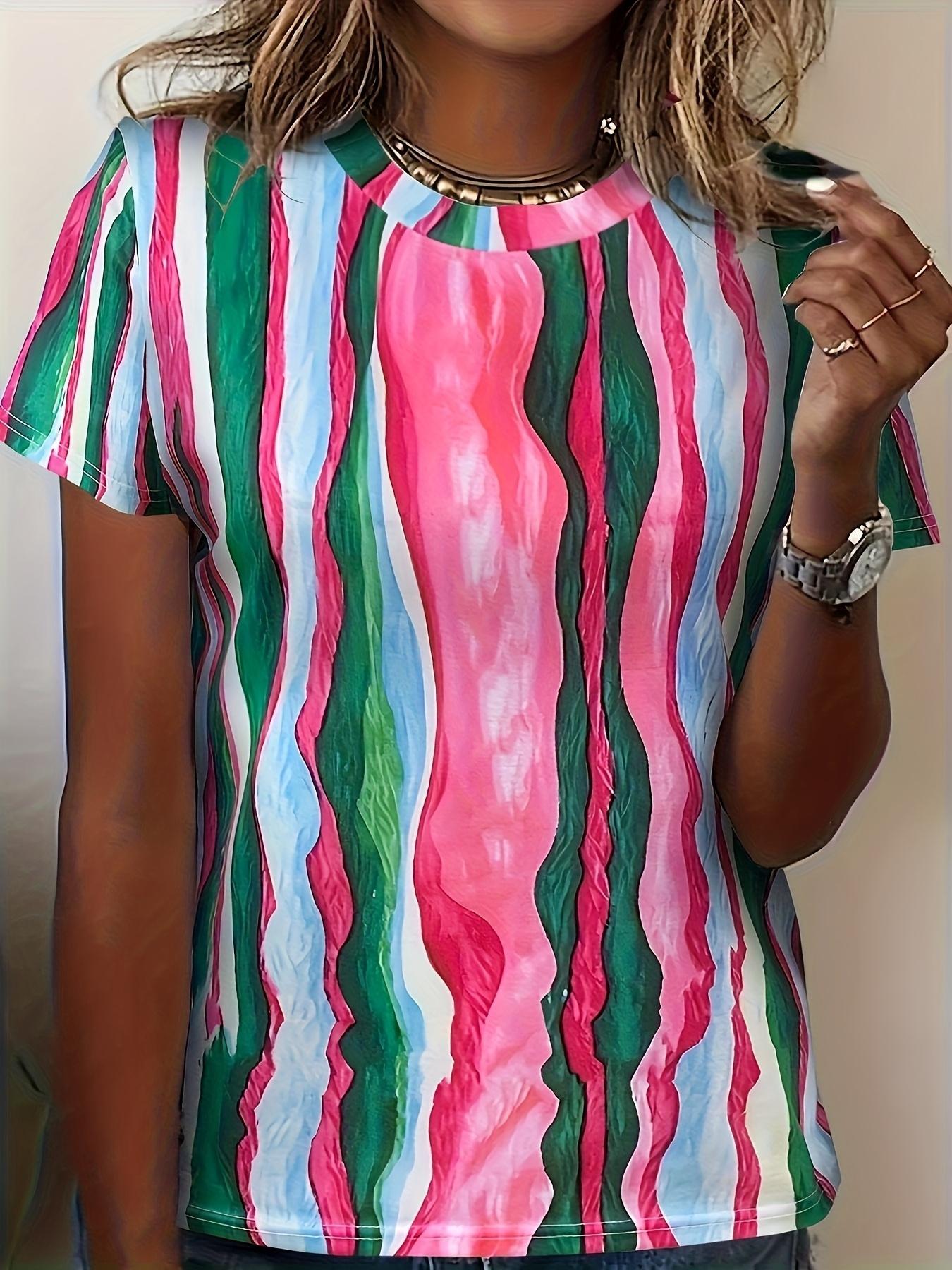 New SpringSummer Women s Fashion T-Shirt with Textured Pattern S