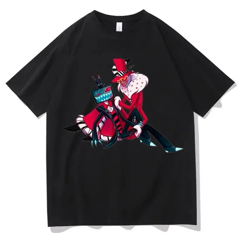 Hazbin Hotels Alastor Printed Tshirt Summer WomensTshirt Y2k Round Neck Short SleeveTshirt High QualityNeutral T-shirt Clothing