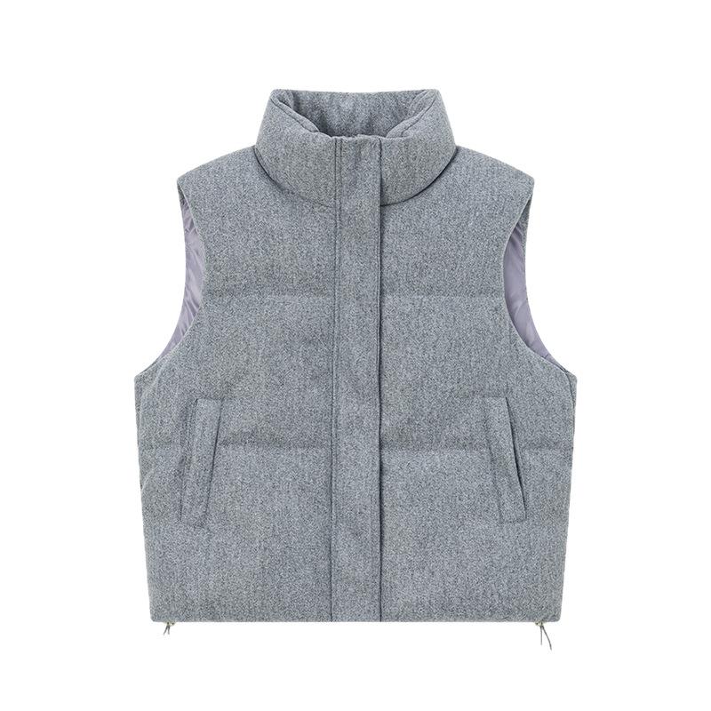 Women's Stand-up Sleeveless Zipper Short Vest Student Causal Warm Waistcoat