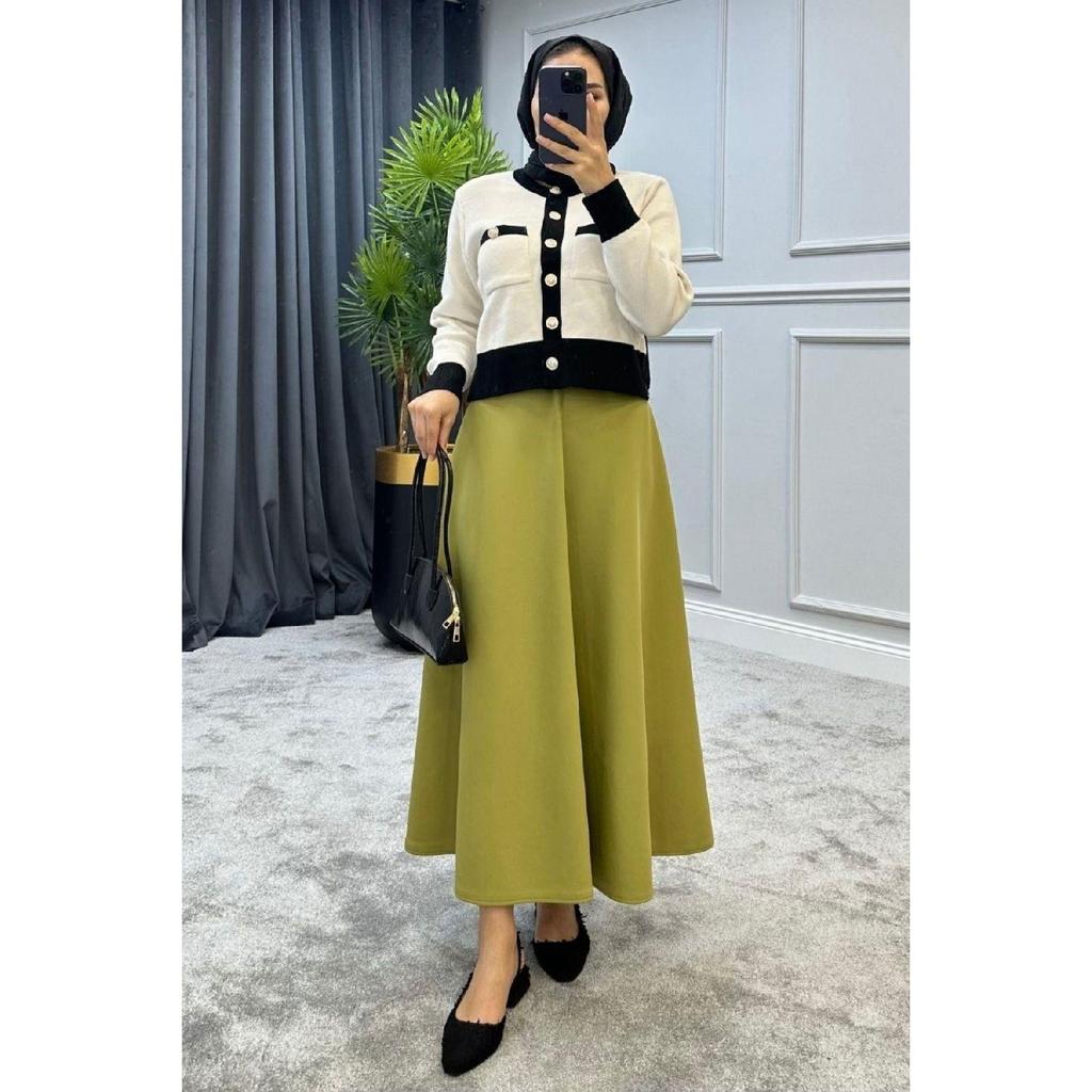 Scuba Skirt Beige