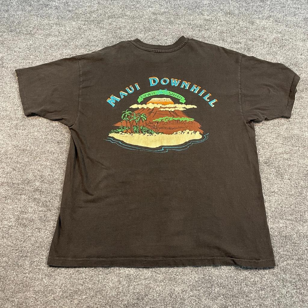 Vintage 90s Maui Downhill Bicycle Safaris Shirt XL 23x29 Haleakalā Volcano