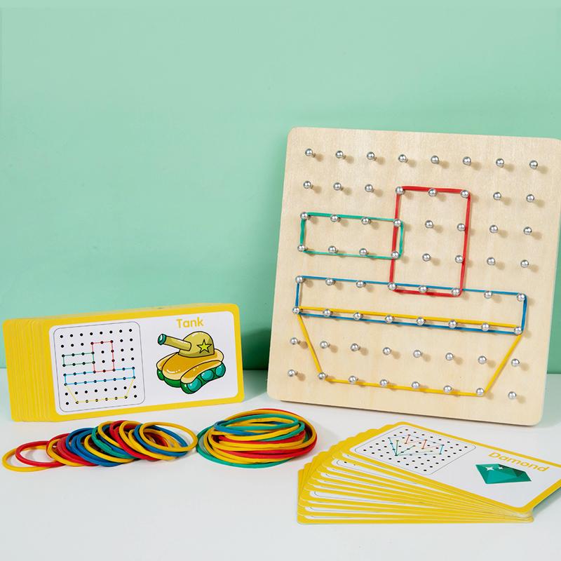 Montessori Wooden Large Safe Mushroom Nail Board Intelligent Puzzle Game Color Matching Sorting Educational Toys for Children