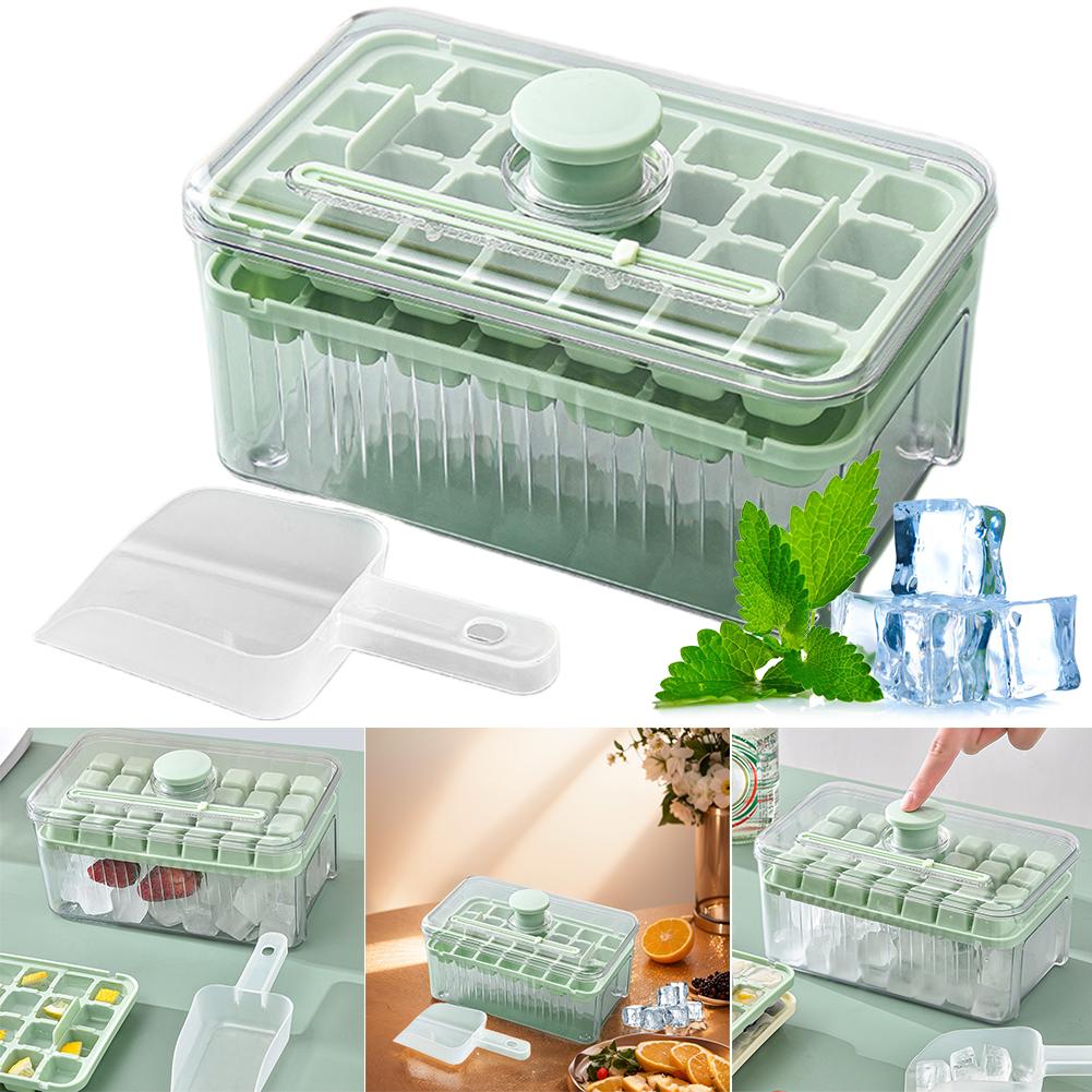 Ice Cube Tray with Lid and Bin Ice Tray with Scoop Ice Cube Mold 56 Pcs for Freezer for Chilled Drinks Coffee Juice
