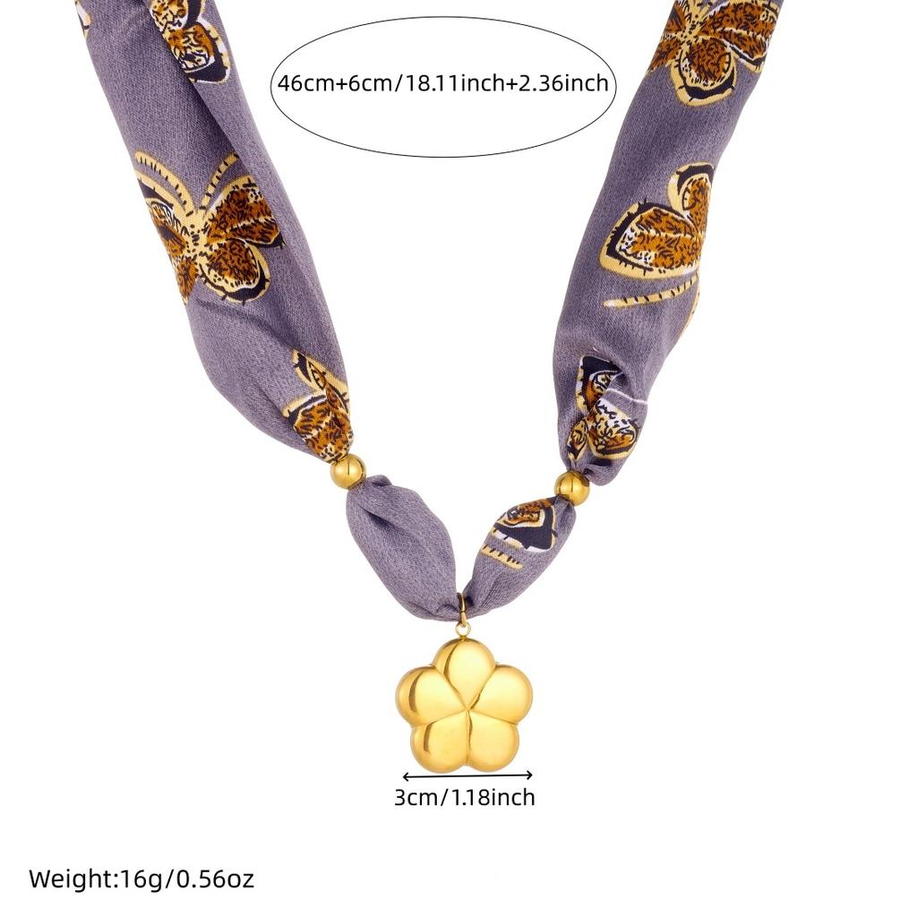 316L Edelstahl Graues Band Gliederkette Klassisch 5-Blatt-Blume Anhänger Halskette Damen 18k Vergoldet Wasserdichter Schmuck