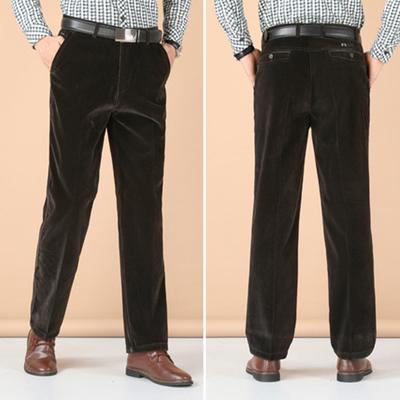 Pantalones Casuales Bolsillos Ropa De Trabajo Corte Recto Elegante Otoño Invierno Forro De Terciopelo Pana Térmica para Oficina