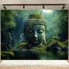 Zen Meditation Buddha Tapestry  Polyester Fabric Wall Hanging with Serene Forest  Water Scene Perfect for Home Decor Holiday