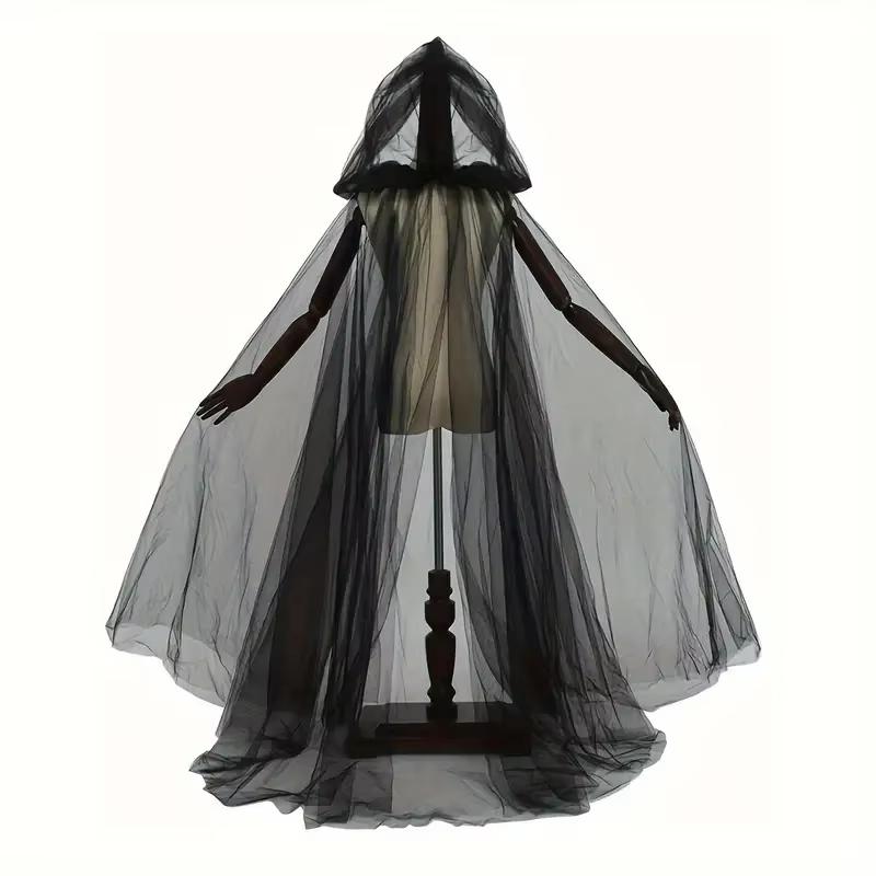Svart brudeskjerf Heks Vampyr Cosplay Kappe Halloween Dobbel Kappe Spillfest Kostyme Rekvisitter Ferie Utkledning