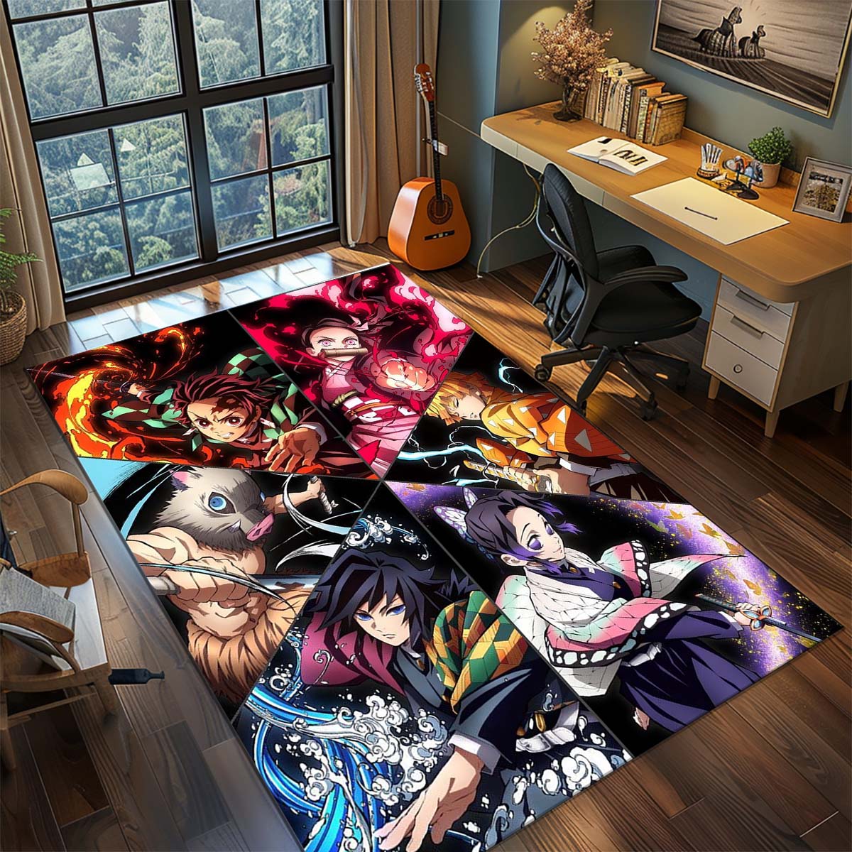 

Demon Slayer Anime Rug Carpet Large Area Rug Non Slip Washable Floor Mat Gamer Room Bedroom Home Decor -QJY 60x90cm