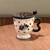 High-value Milk Cute Polka Dot Kitten Mug with Lid Girls Ceramic Cup Birthday Gift Souvenir