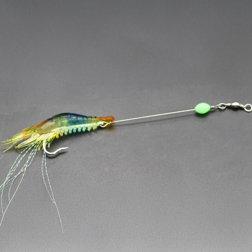Simulation Shrimp Soft Lures Luminous Swimbait Shrimp Fishing Lure with Hooks for Bass Trout Bream & Pickerel